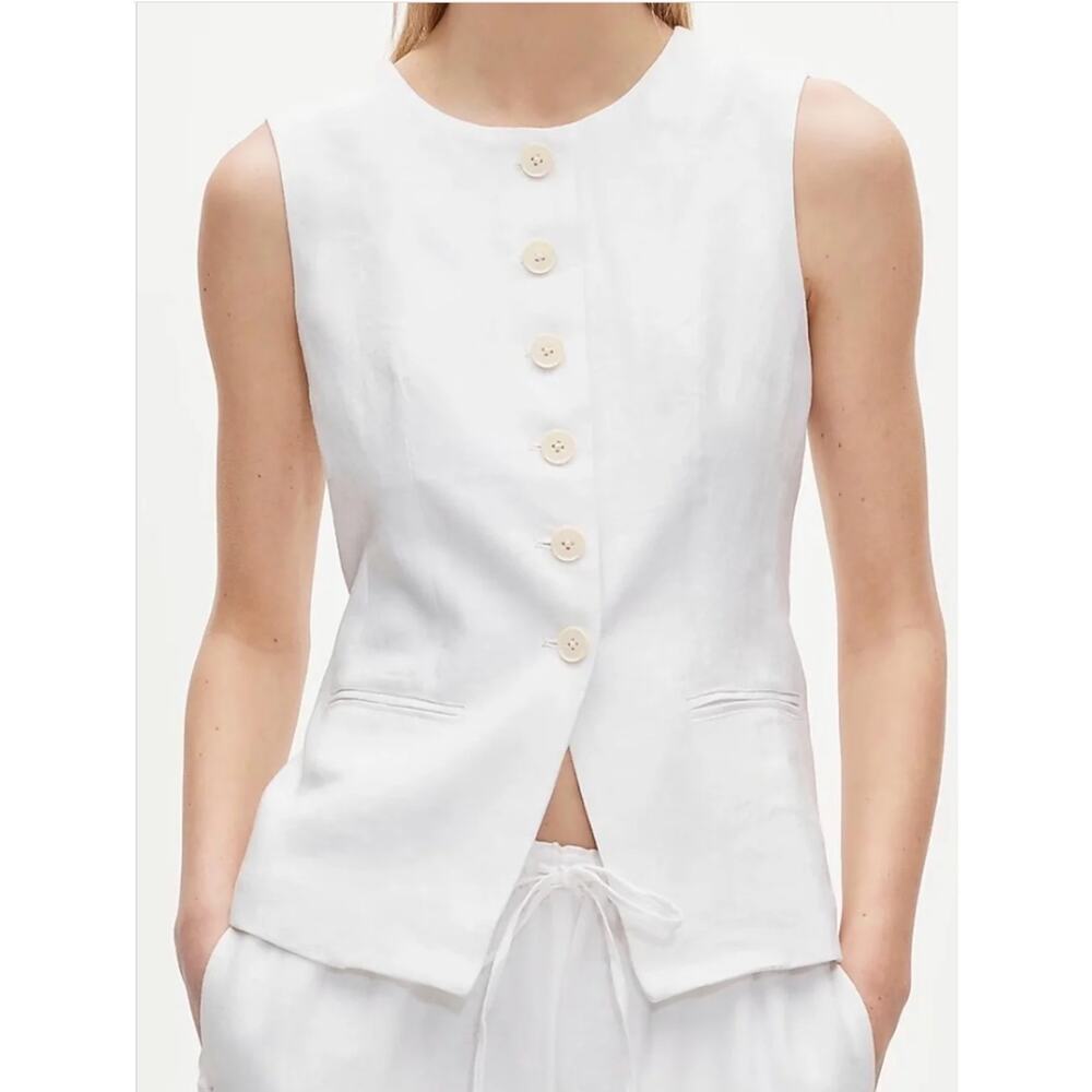 J Crew Cutaway Vest Top 4 White NWT CI544 J.Crew Resort Travel Tank - Picture 4 of 5